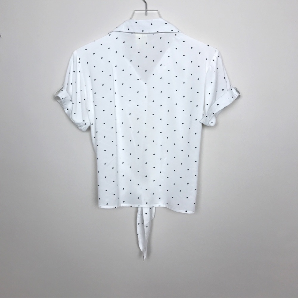 Japna Black/White Polka Dot Front Tie Camp Shirt S - Picture 2 of 8